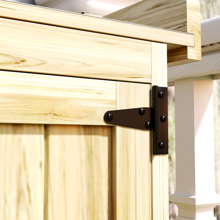 43 x 74cm Fir Wood Shed, with Metal Worktop - Natural Finish