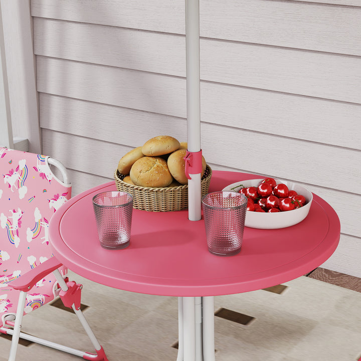 Kids Patio Table and Chair Set, Kids Garden Furniture with Umbrella, 4-Piece Bistro Set for Garden