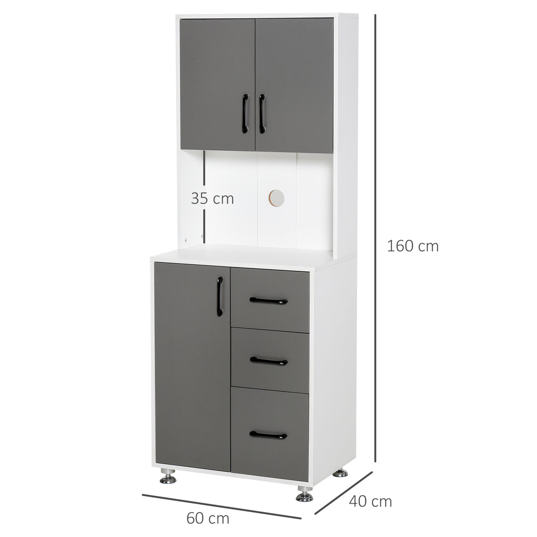 MCL Modern Kitchen Cupboard with Storage Cabinets, 3 Drawers and Open Countertop for Living Room, Grey