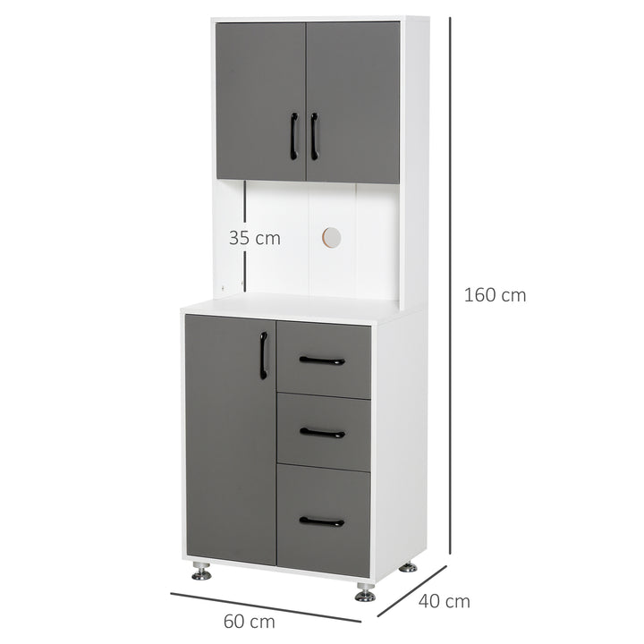 MCL Modern Kitchen Cupboard with Storage Cabinets, 3 Drawers and Open Countertop for Living Room, Grey