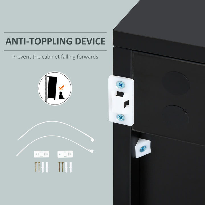 MCL High Gloss Frame Sideboard, Push-Open Design with 2 Drawer for Living Room, Bedroom, 74H x 79W x 36Dcm, Light Grey and Black