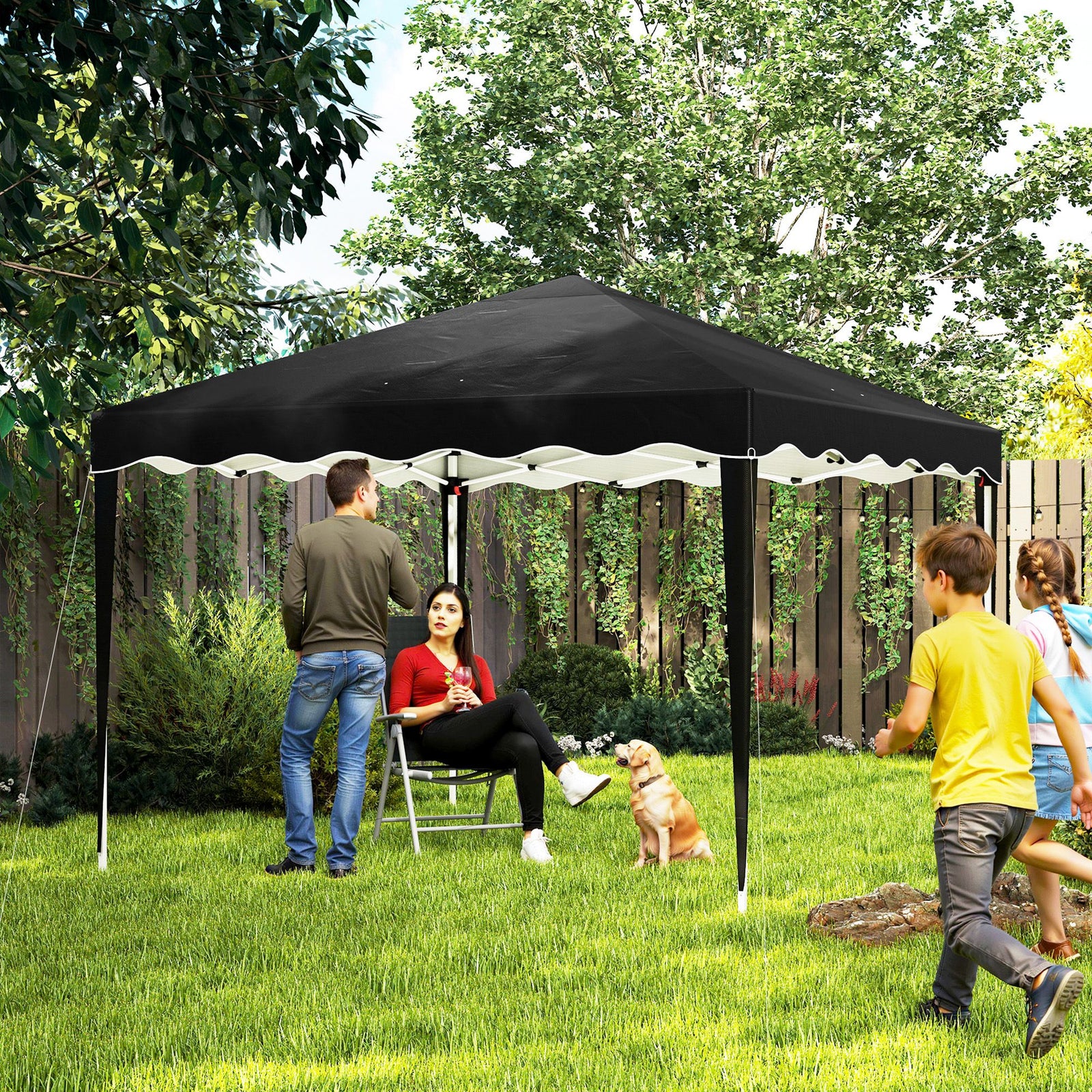 3 x 3cm Adjustable Height Pop-Up Gazebo, with Bag - Black