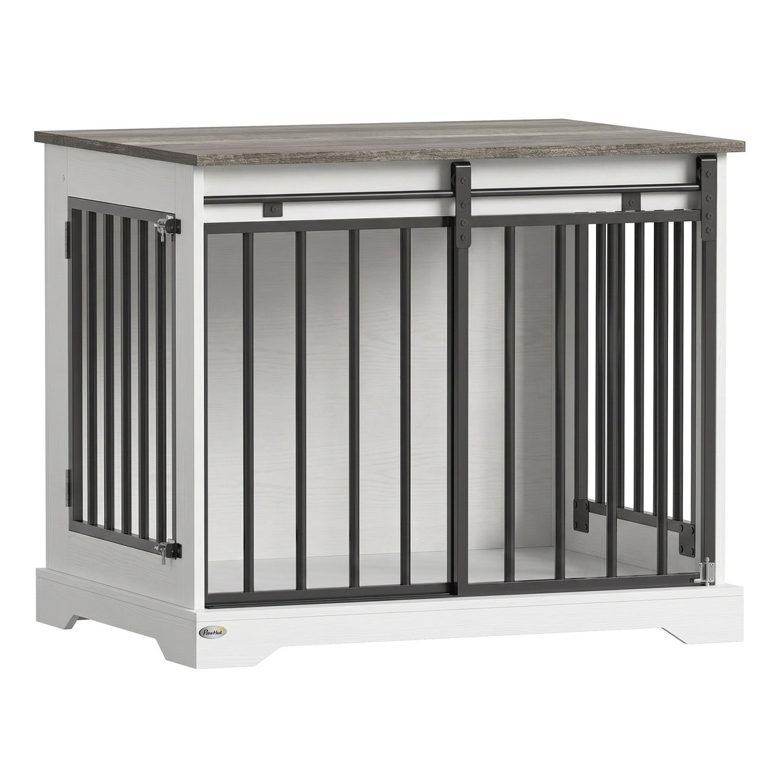 80 cm Dog Crate Furniture with Sliding Barn Door for Medium Dogs