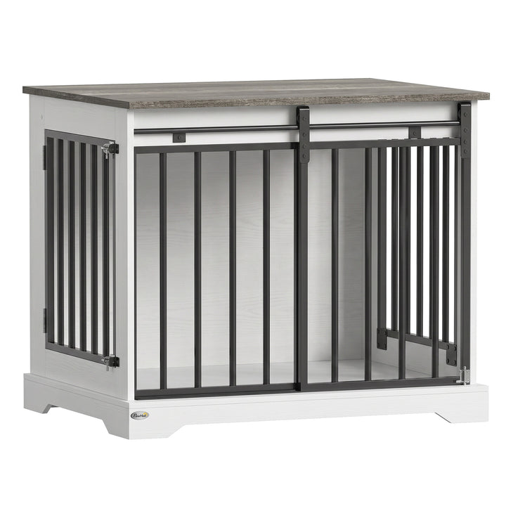80 cm Dog Crate Furniture with Sliding Barn Door for Medium Dogs