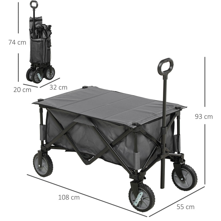 Garden Trolley, Cargo Traile on Wheels, Folding Collapsible Camping Trolley, Outdoor Utility Wagon, Dark Grey