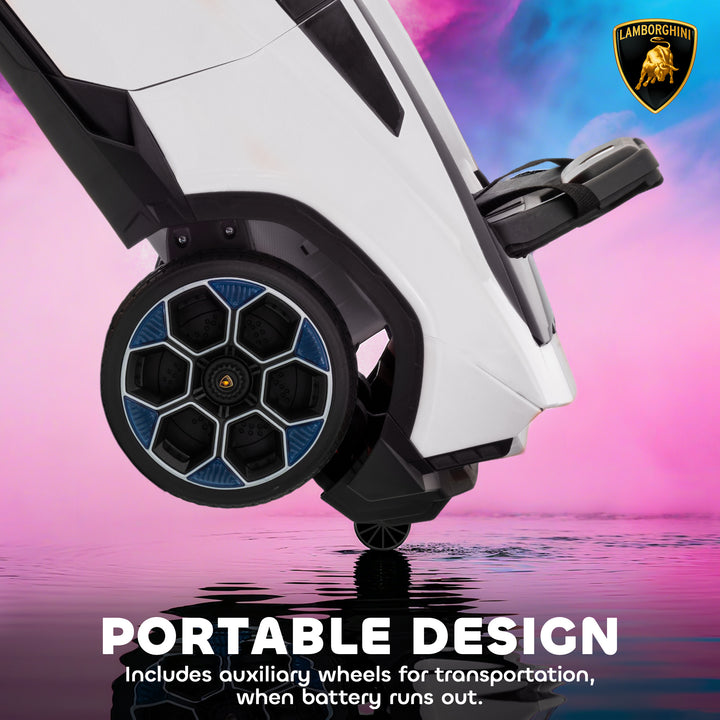 MCL 12V Licensed Lamborghini Electric Cars for Kids, Ride On Car with Remote Control for 3-6 Years Old, White