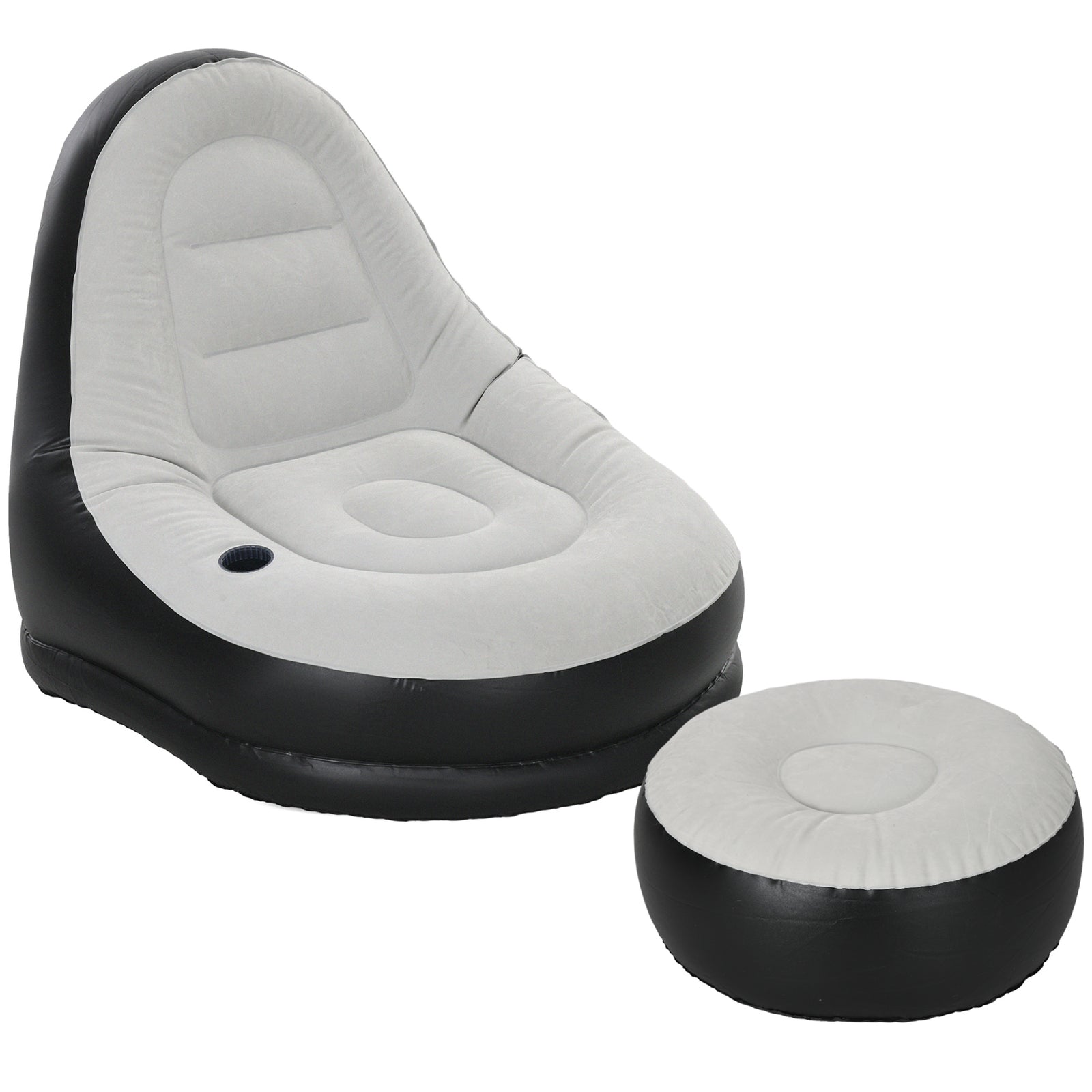 Inflatable Tub Chair and Footstool, Grey