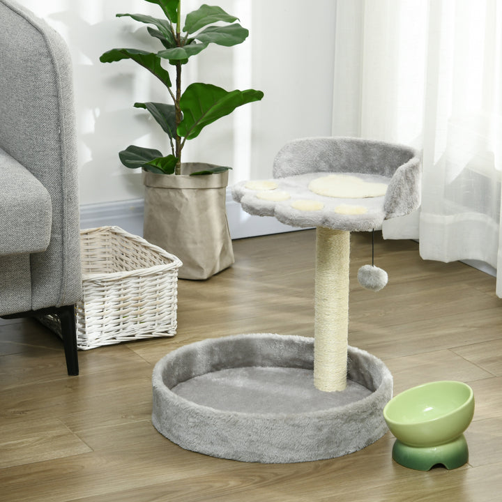 44cm Cat Tower, Cat Tree for Indoor Cats, with Sisal Cat Scratching Post, Toy Ball - Light Grey