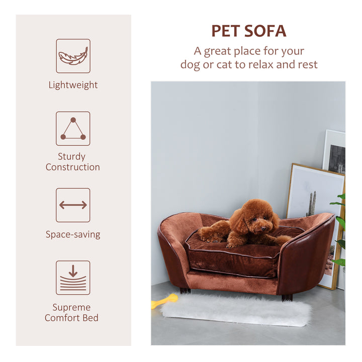 PawHut Pet Sofa Dog Couch, with Cushion, for Cats, Small Dogs