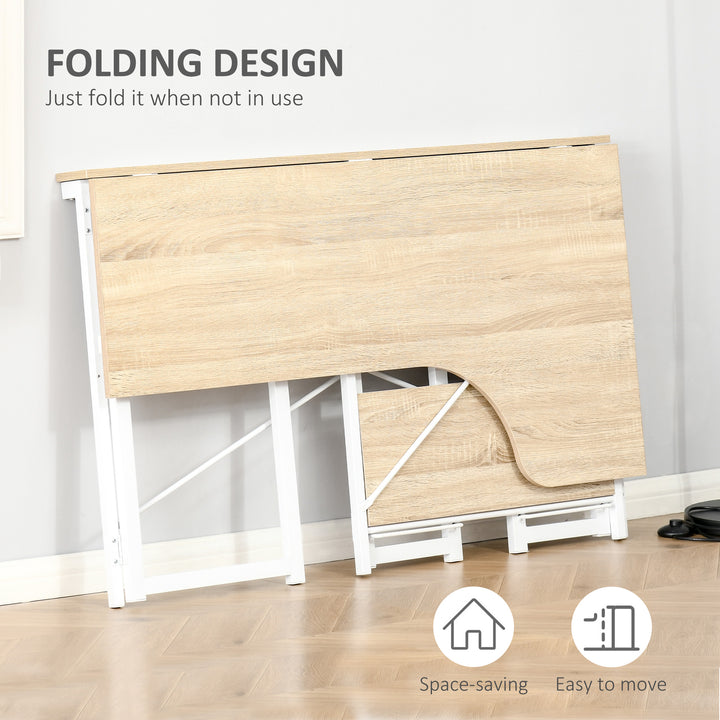 Folding Desk, L Shaped Desk, Corner Computer Desk with 2-Tier Storage Shelf for Home Office, Study Room, Workstation, Easy Assembly, 120 x 72.5 x 76.5cm, Oak Tone