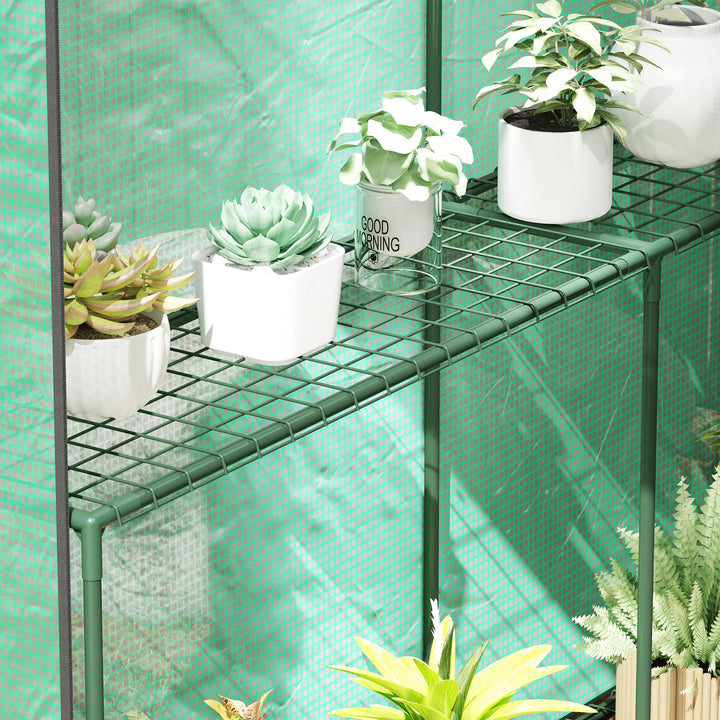 120 x 186cm Walk-In Greenhouse, with Shelves - Green