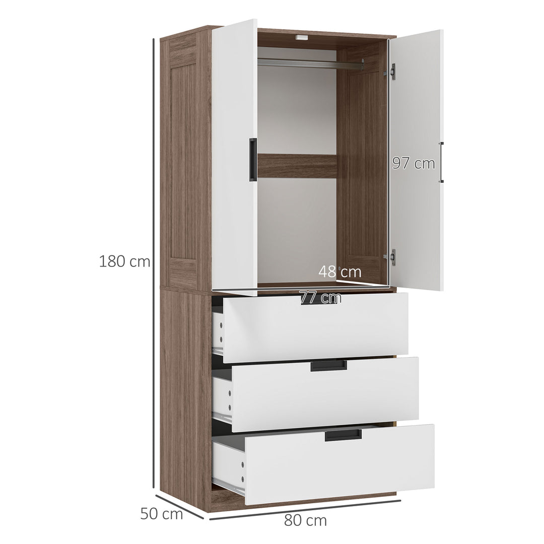 Two Door, Two Drawer Wardrobe - White/Brown