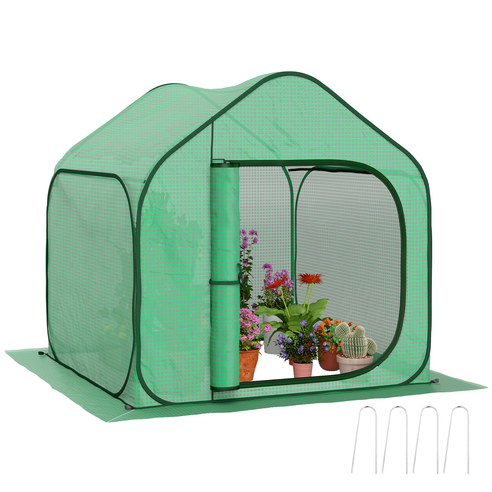 150 x 148cm Pop-Up Greenhouse - Green