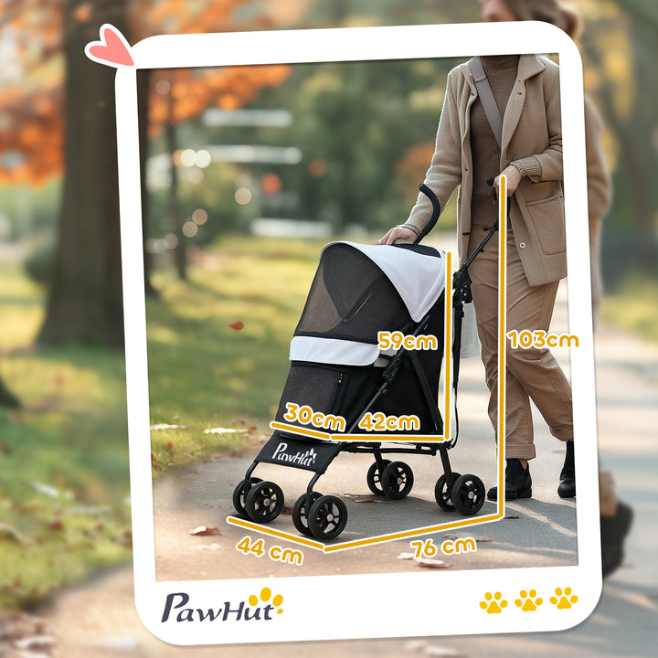 Foldable Dog Stroller, Lightweight Dog Pram w/ Shoulder Strap, Storage Bag, Cup Holder, Light Grey