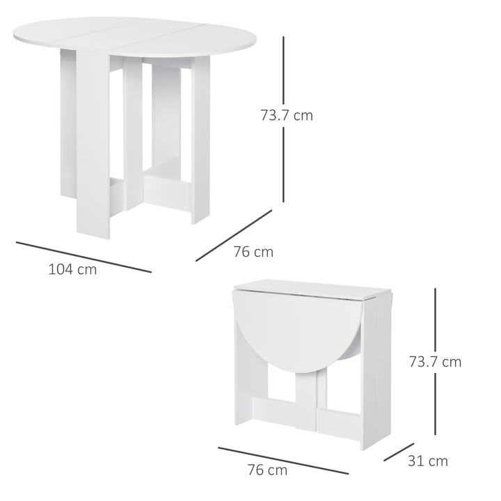 Space-saving Drop Leaf Table, Folding Dining Table for Small Space, Kitchen, Dining Room, White