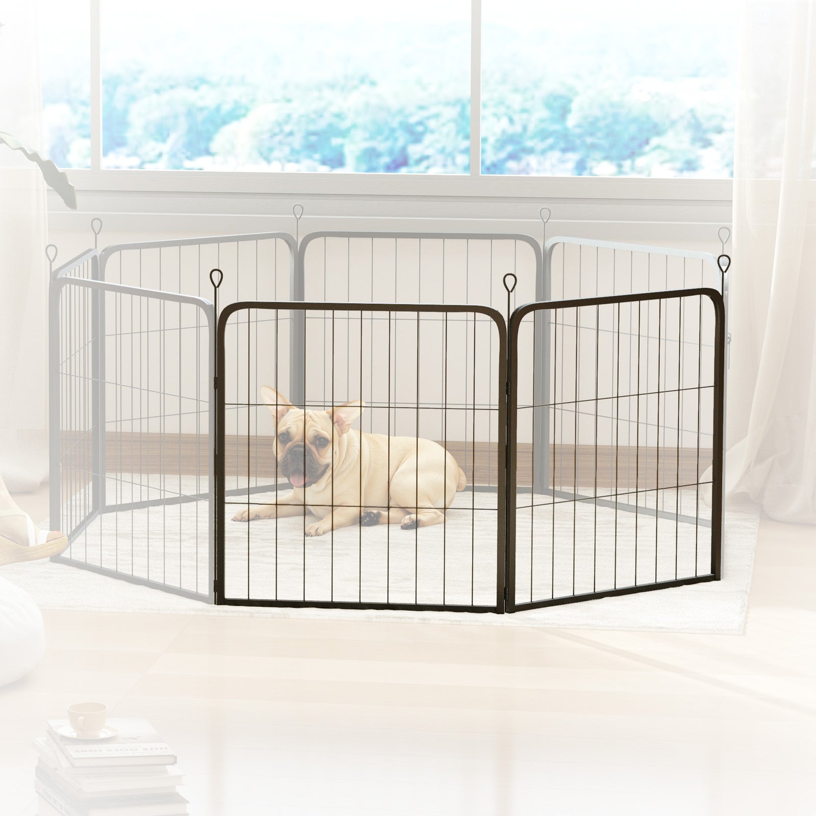 Two-Piece Dog Pen Expansion Pack for Small Dogs, 60cm Tall Animal Pen with Three Connecting Stakes