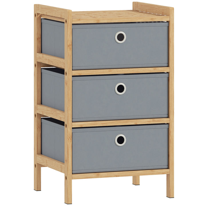 Chest of Drawers, 3 Fabric Drawers Narrow Dresser with Bamboo Frame, L