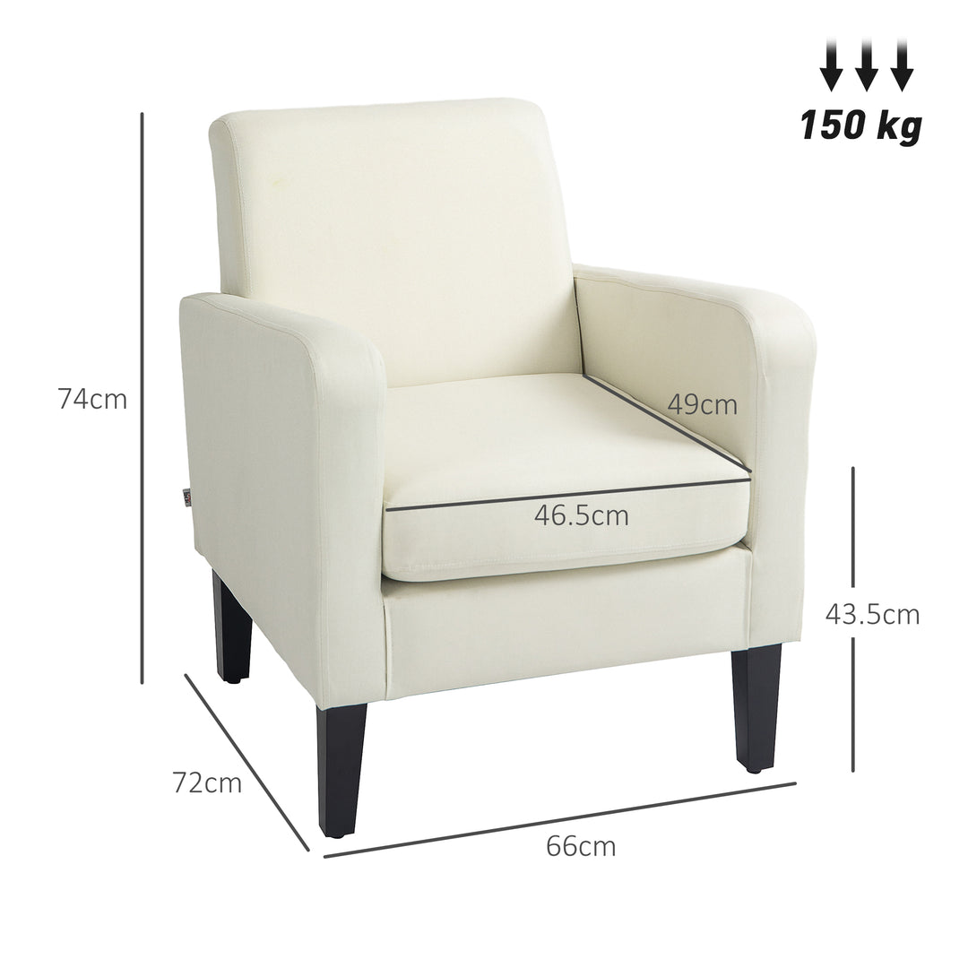 Modern Accent Chair, Occasional Chair with Rubber Wood Legs for Living Room, Bedroom, Cream White
