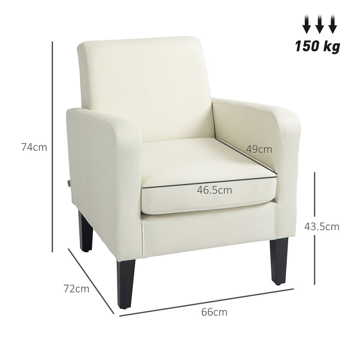 Modern Accent Chair, Occasional Chair with Rubber Wood Legs for Living Room, Bedroom, Cream White