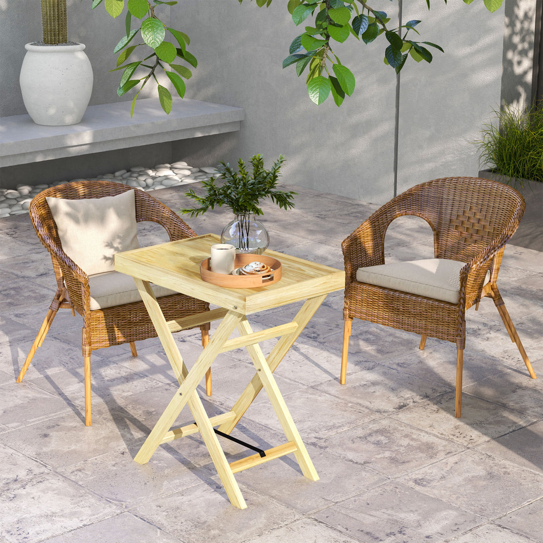 Outsunny Garden Table, Wooden Outdoor Side Table, 68x44cm, Perfect for Patio or Balcony, Natural Finish