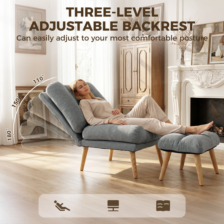 Recliner Chair with Footstool, Recliner Armchair with Adjustable Backr