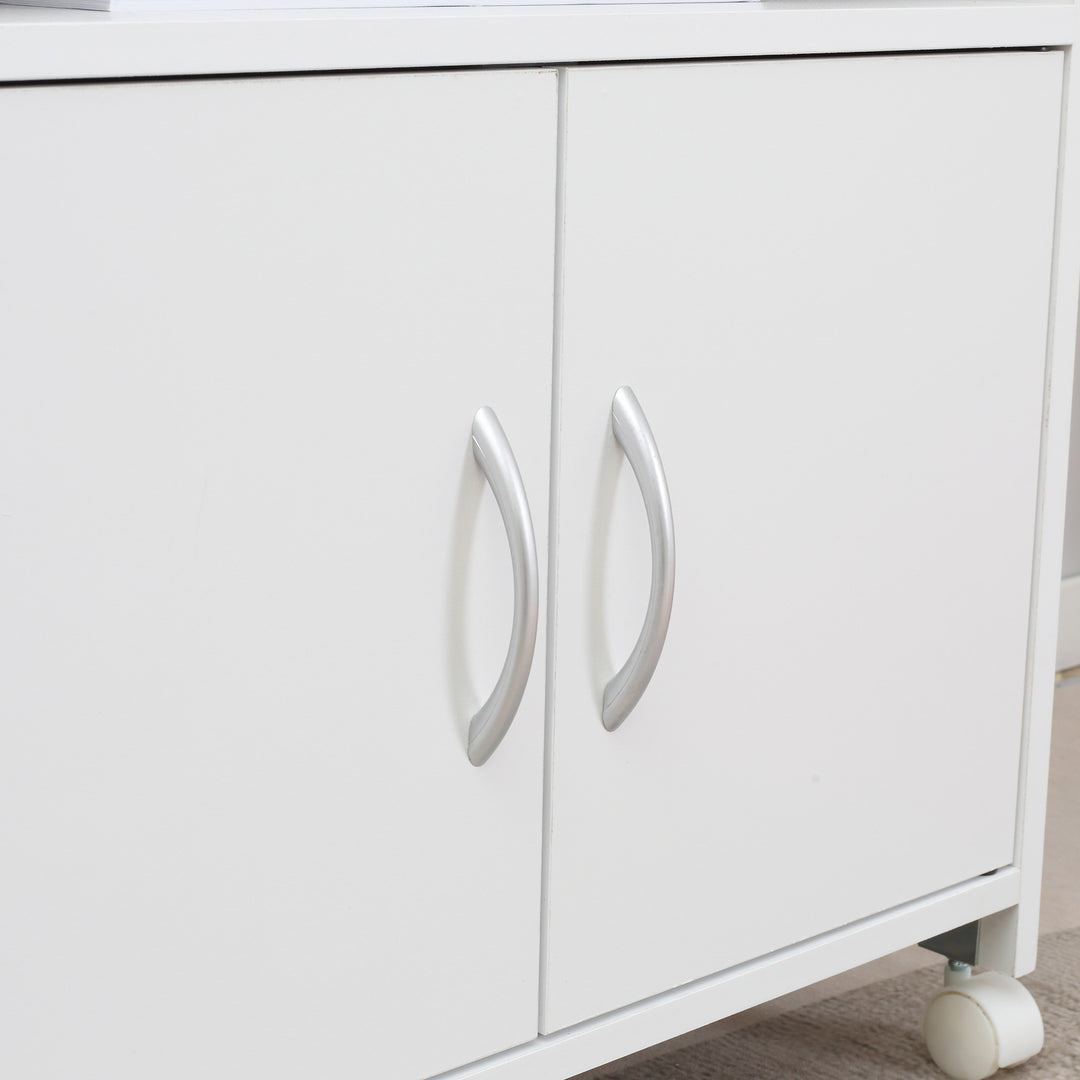 Printer Stand Mobile Printer Cabinet with Storage, Open Shelf, Drawer for Home Office, 60cm x 39cm x 80cm, White