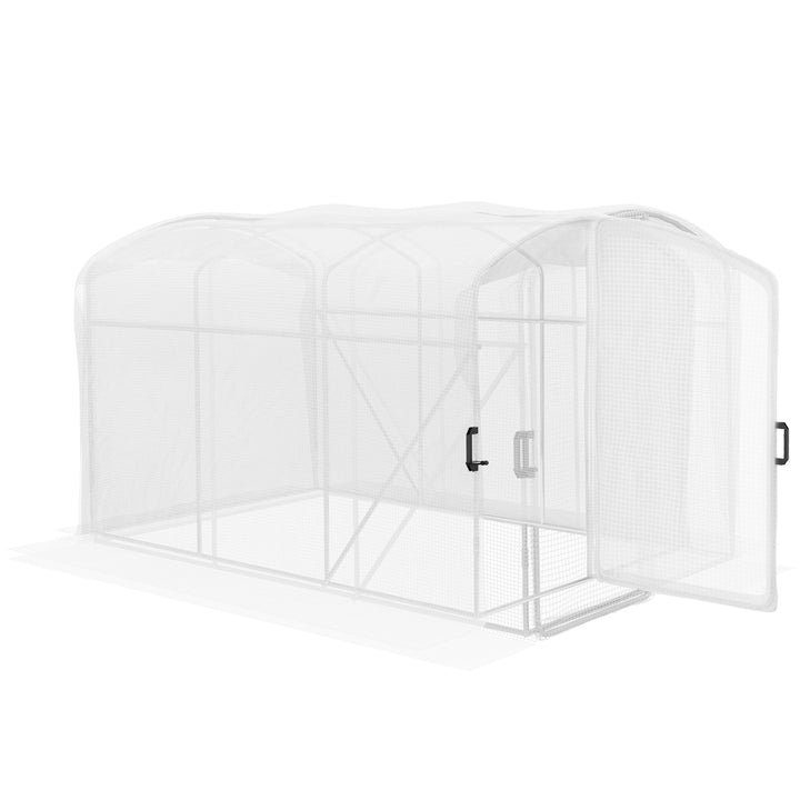 Polytunnel Greenhouse Walk-in Grow House with UV-resistant PE Cover, Door and Galvanised Steel Frame, 2 x 2 x 2m, White
