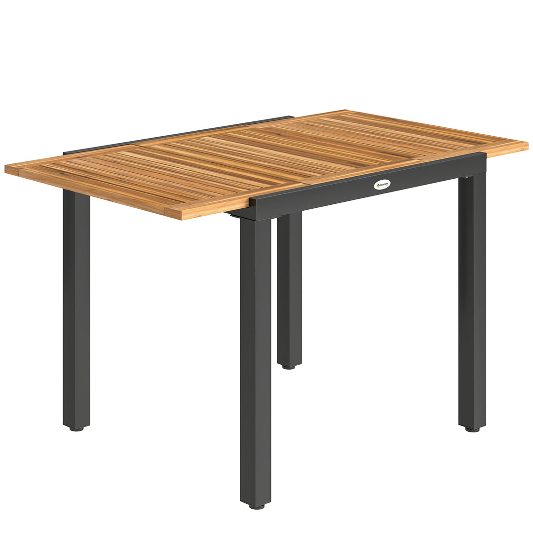 Patio Dining Table Expandable Outdoor Dining Table Acacia Wood Top 80-