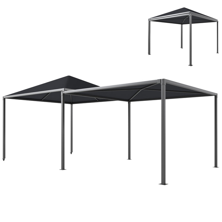 3 x 3 or 3 x 6m Garden Gazebo with Extendable Awning and Wheels, UPF30+ Outdoor Metal Gazebo Canopy Shelter for BBQ, Event, Party