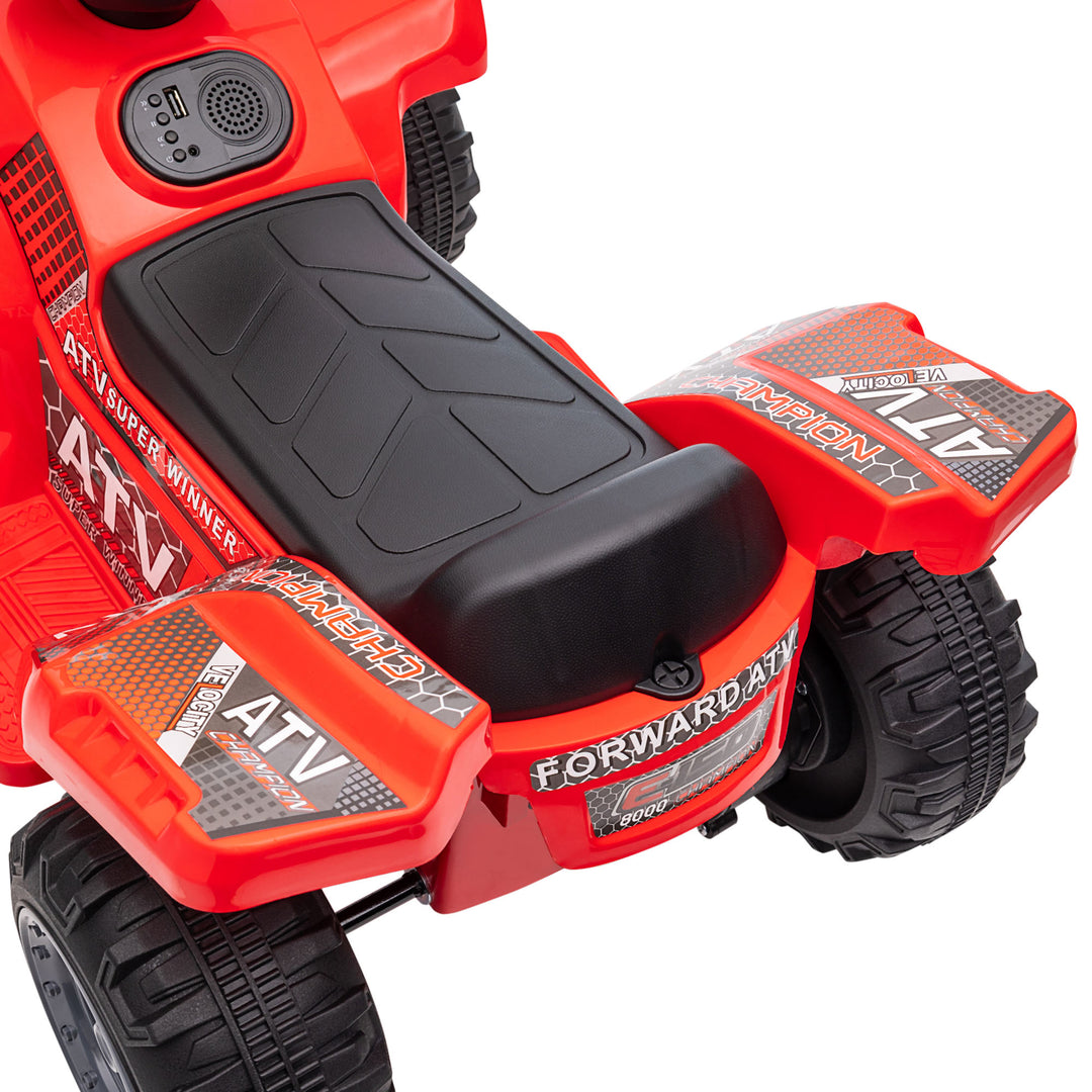 MCL 6V Kids Electric Ride on Car Toddlers Quad Bike All Terrain Vehicle Toy With Music for 18-36 months Red