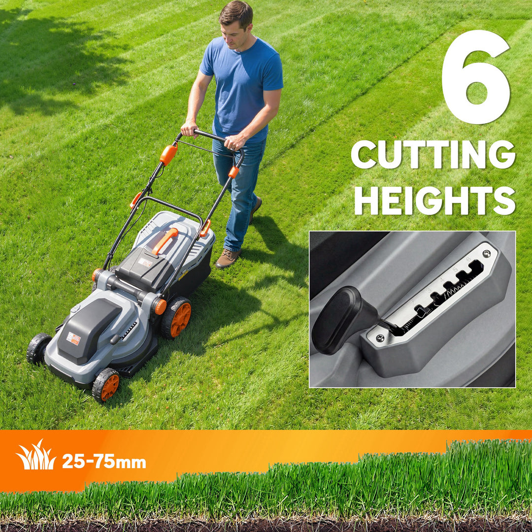 1800W Electric Lawnmower with 40cm Cutting Width, Mulching Feature, 50