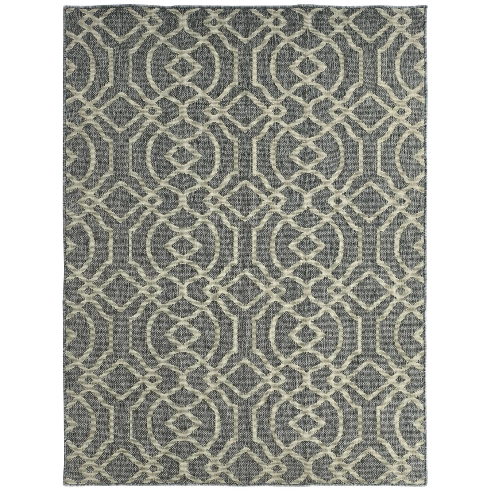 UV Resistant Indoor & Outdoor Area Rug, Easy-Cleaning Machine Washable Rug with Geometric Pattern for Patio, Garden, Kitchen, Bathroom or Living Room, 170 x 120 cm, Grey