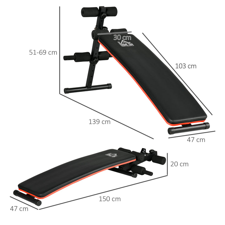 HOMCOM Sit-Up Sensation: Foldable Steel Home Bench, Adjustable, Compact Storage, Red/Black | Aosom UK