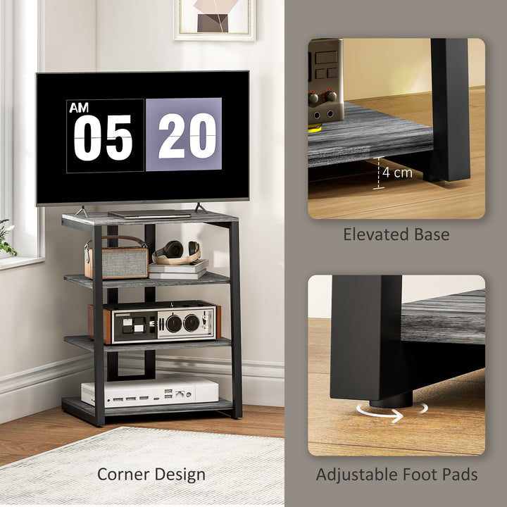 HiFi Stand, with Four Storage Shelves - Dark Grey