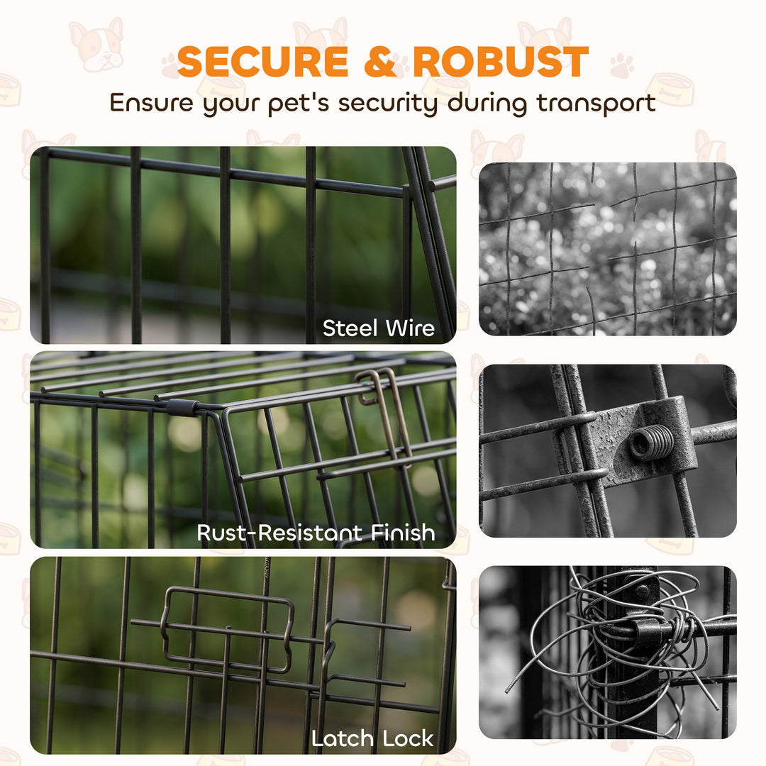 30"(76 cm) Car Dog Crate Collapsible Slanted Travel Small Dog Cage wit