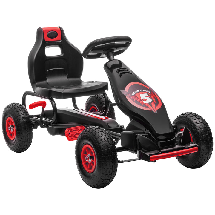 Kids Pedal Go Kart, with Adjustable Seat, Inflatable Tyres - Red
