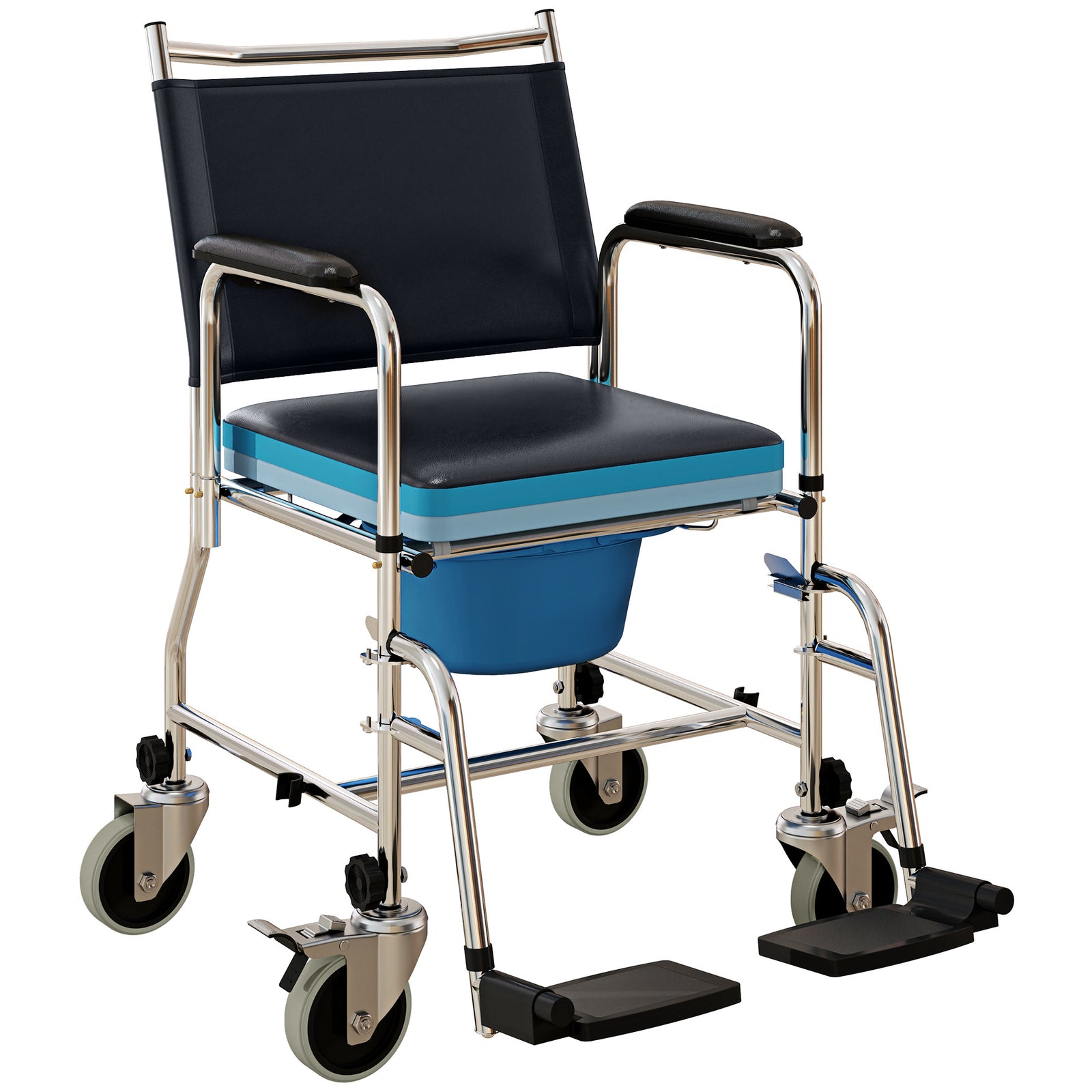 3-In-1 Commode Wheelchair - Black