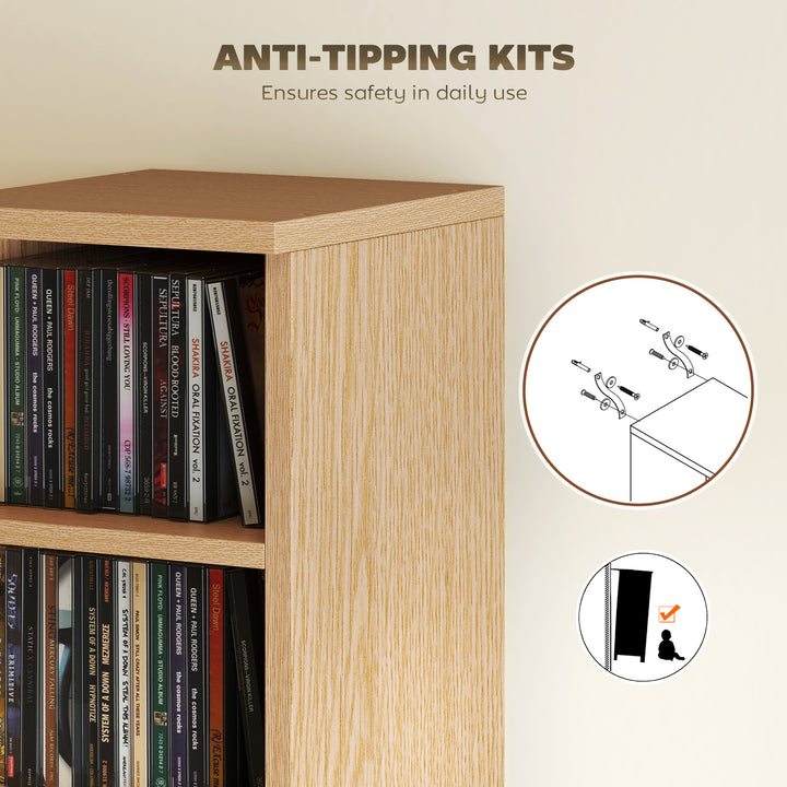 Set of 2 CD Media Display Shelf Unit Tower Rack with Adjustable Shelve