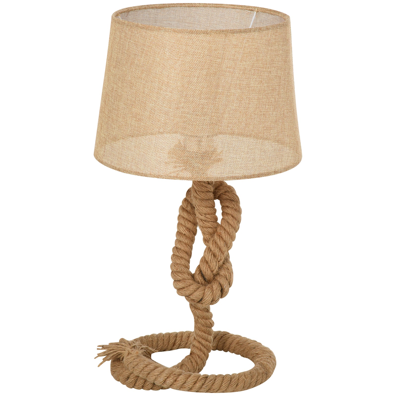 Nautical Style Table Lamp with Fabric Lampshade Metal Frame Power Switch, 48cm Home Desk Lamp Bedroom Living Room Study E27 Base, Beige
