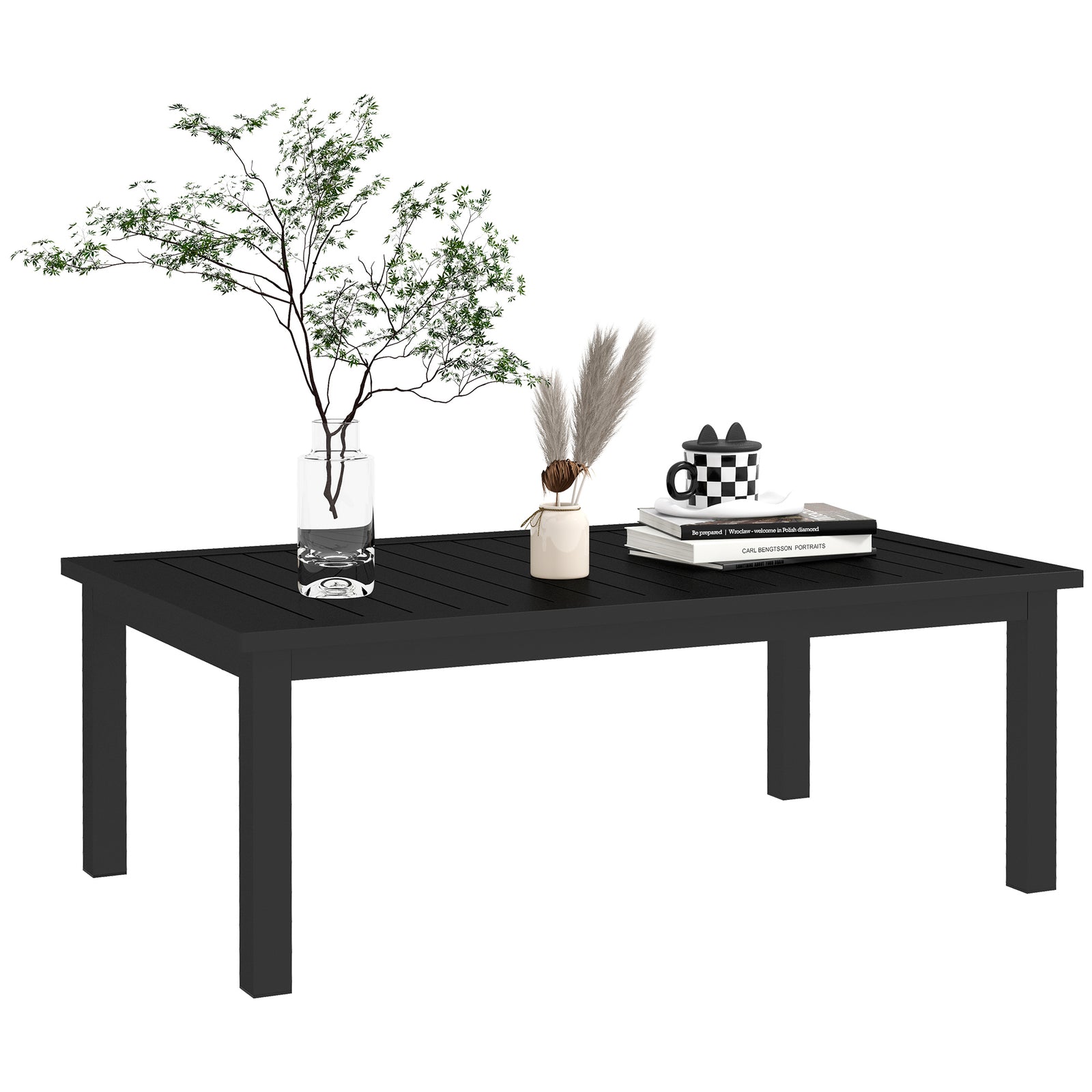 100cm x 60cm Aluminium Outdoor Coffee Table - Black