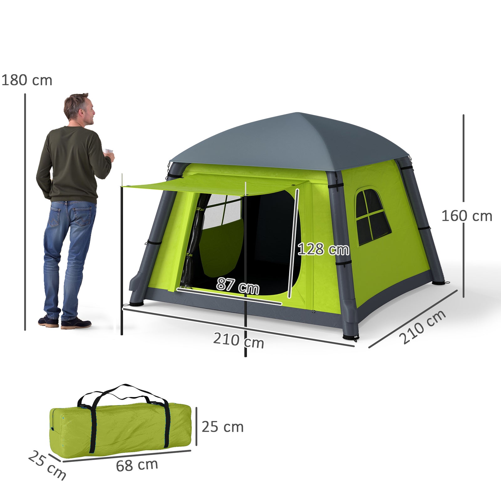 Inflatable Camping Tent w/ Hand Pump, Easy Setup 1/2 Person Blow Up Te