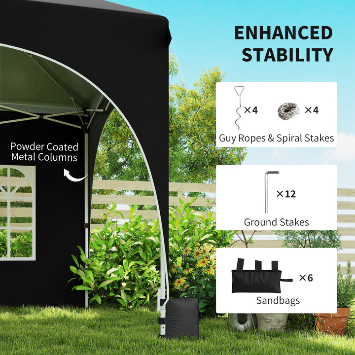 3 x 6m Pop Up Gazebo Shelter with Sides, 6 Sandbags, Peak Top Garden P