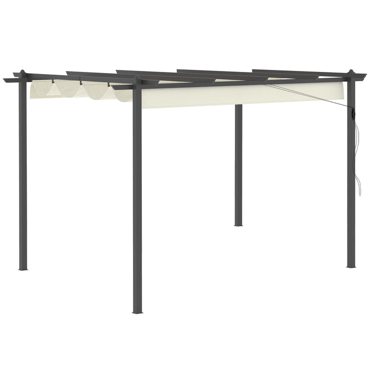 4 x 3(m) Aluminium Pergola with Retractable Roof, Garden Gazebo Canopy Shelter for Outdoor, Patio, Cream White