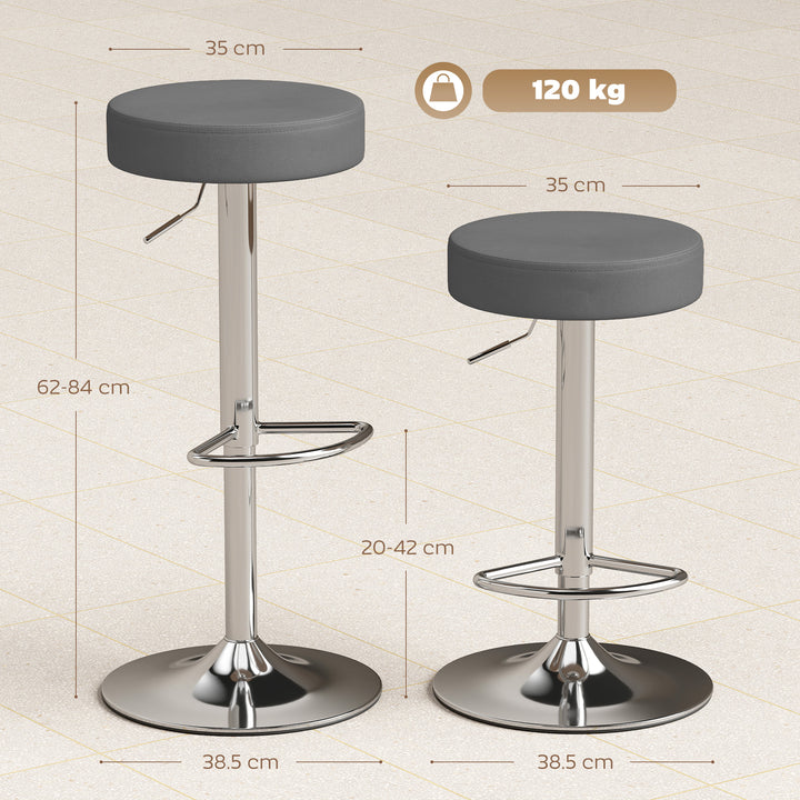 Bar Stools Set of 2, Modern PU Leather Swivel Barstools, Height Adjust