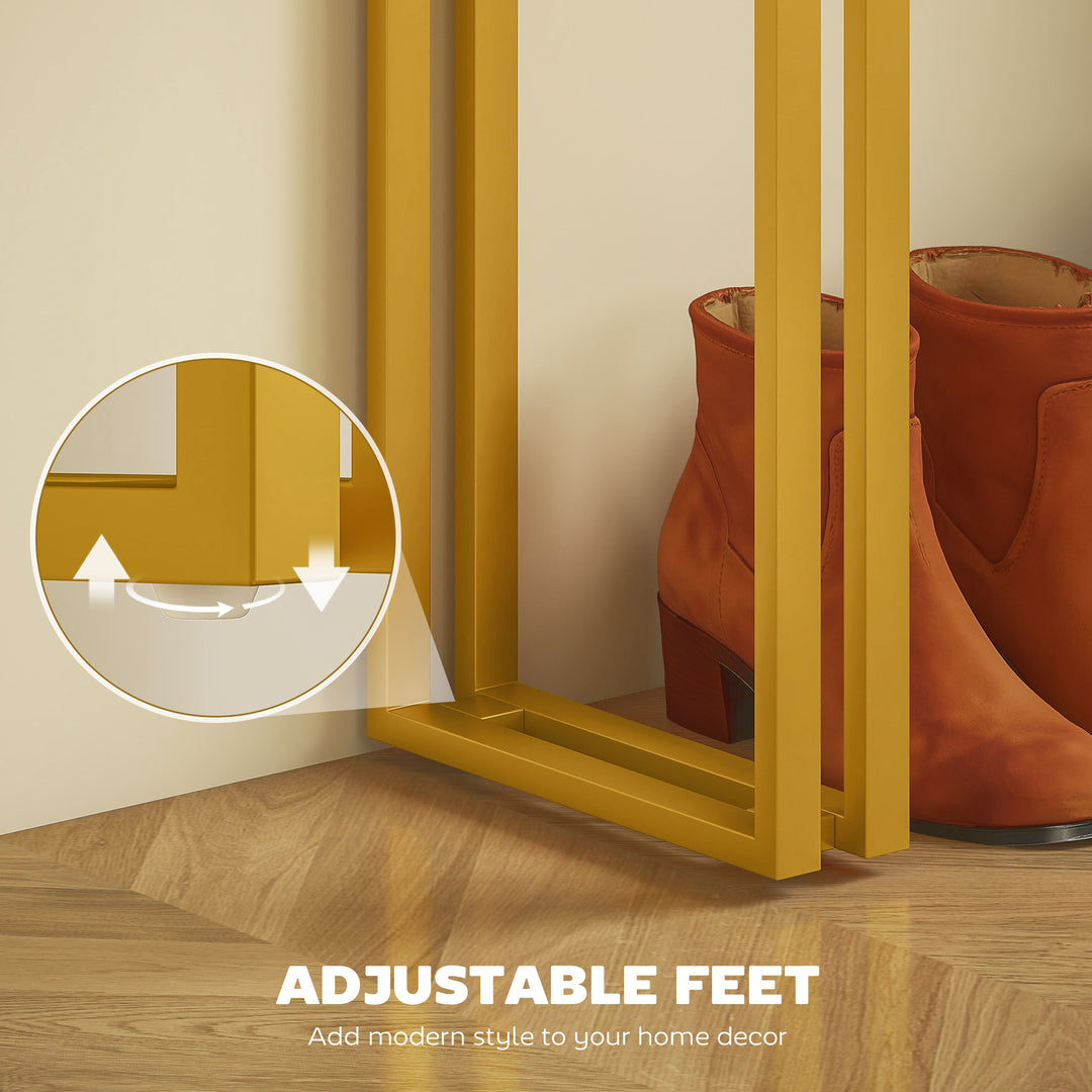 100 cm Console Table with Faux Marble Top, Narrow Entryway Table with Anti-tipping Device