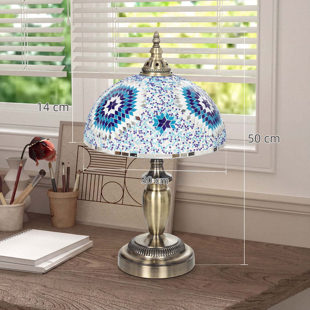30cm Tiffany Lamp, Stained Glass Bedside Table Lamp with Button - view 3