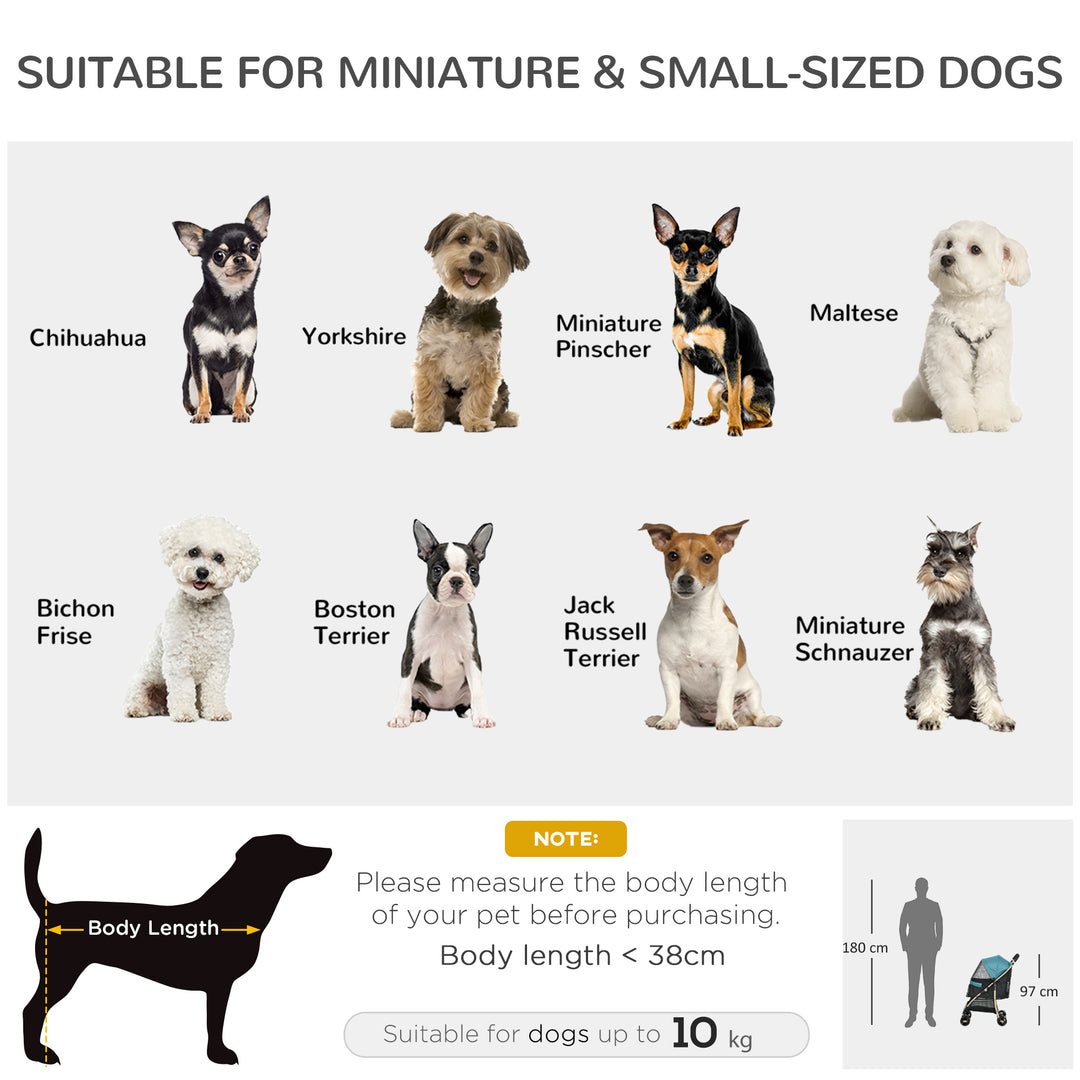 Pet Stroller for Small and Miniature Dogs, with Rain Cover - Dark Green