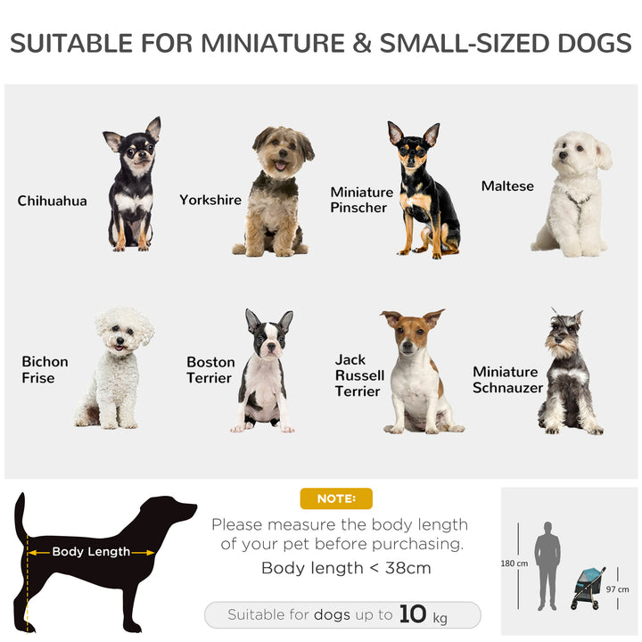 Pet Stroller for Small and Miniature Dogs, with Rain Cover - Dark Green
