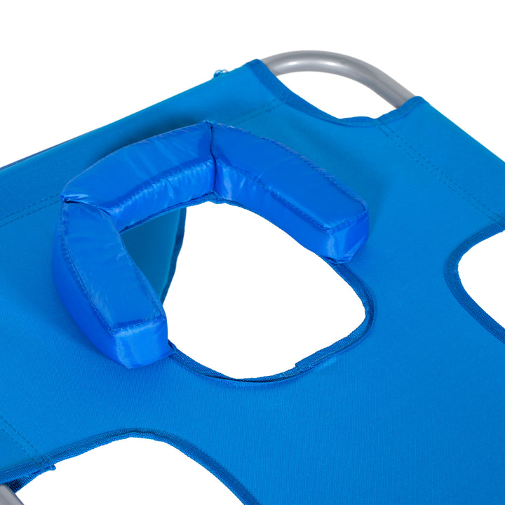 Foldable Sun Lounger with Reading Hole - Blue