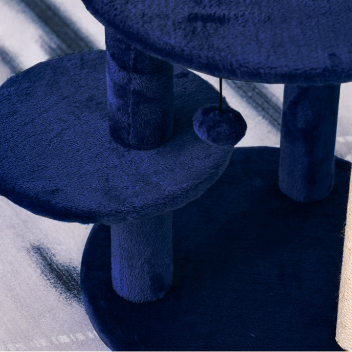 104 cm Cat Tree, Cat Condo Tree Tower, Cat Activity Centre with Scratching Posts, Plush Perches, Hanging Ball - Blue